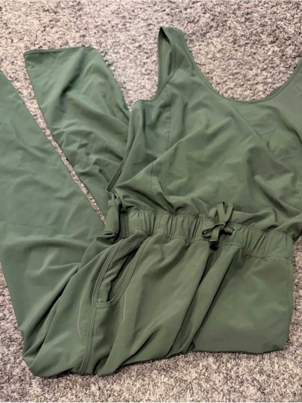 Patagonia Olive Green One-Piece Swimsuit with Drawstring Waist